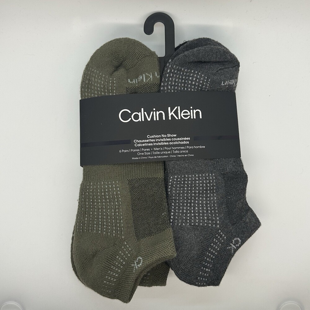 Calvin Klein Cushion No Show Socks 6 Pairs One Size Fit Men's Size 7-12 - New!